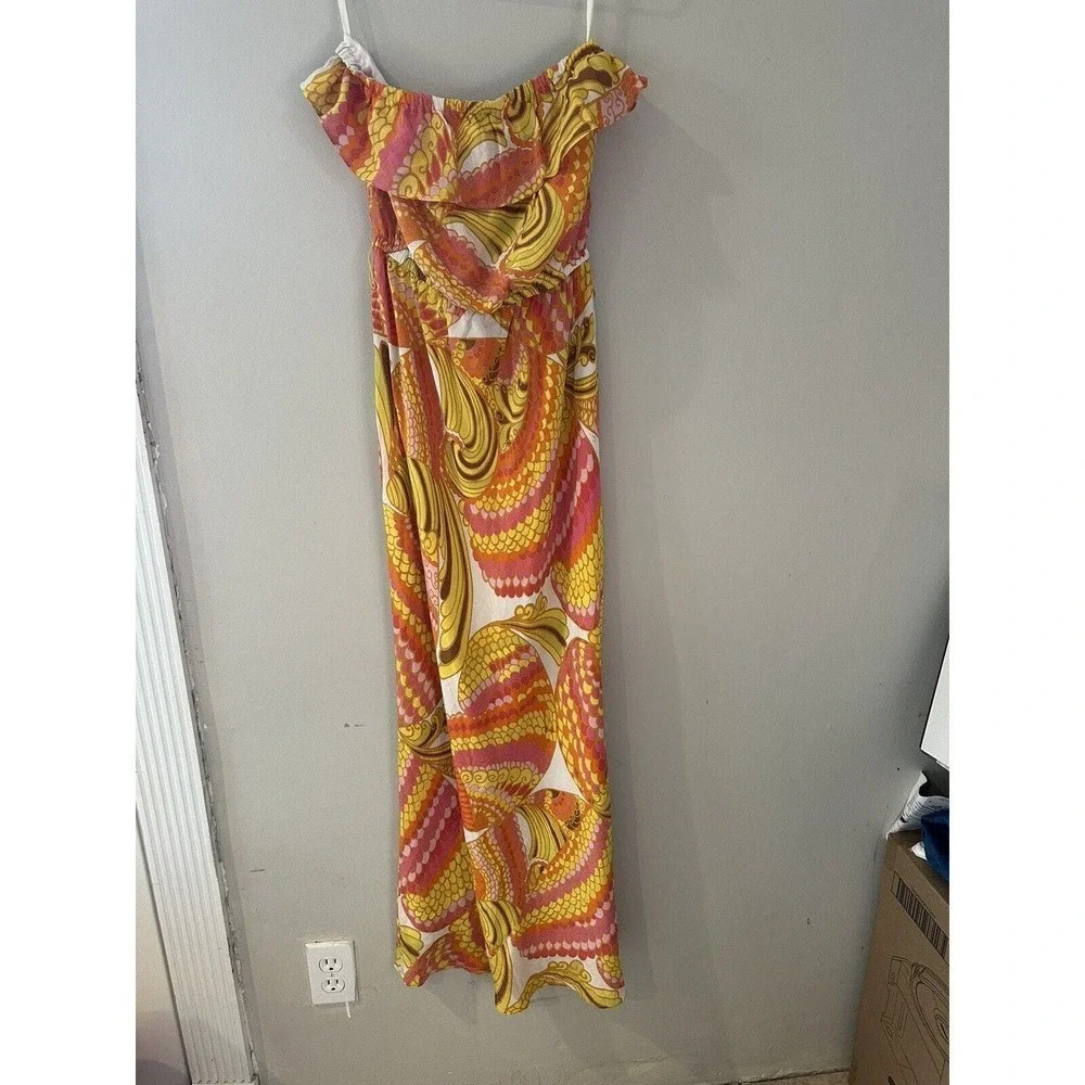 Y2K Banana Republic Trina Turk Womans Dress Maxi SZ 2 Yellow Strapless G0182